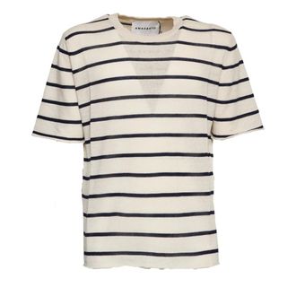 Amaranto Round-neck Knitwear, male, Beige, Size: S Girocollo Fantasia a righe