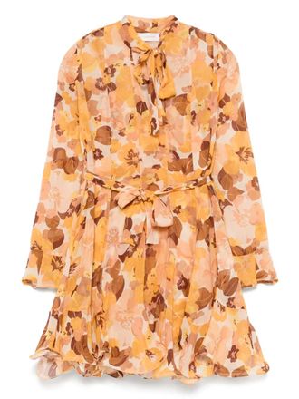 Zimmermann Balance Lantern mini dress - women - Viscose/Recycled Polyester/Elastane - 0P - Neutrals