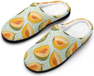Generic Hami Melon Cotton Slippers for Women Indoor Outdoor Slipper Slip-On Memory Foam Home Shoes