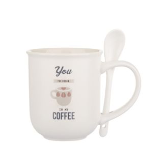 KASANOVA Mug caff&egrave; bianca 400 ml con cucchiaino