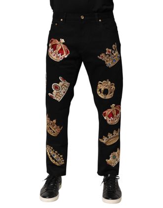 Dolce & Gabbana Kroon Geborduurde Jeans