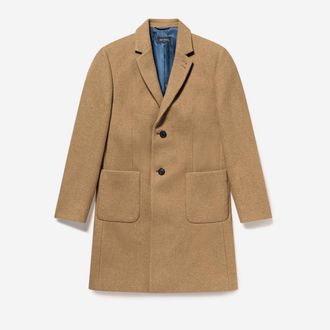 Oliver Sweeney Mens Italian Recycled Wool Overcoat - Beige - Size Large