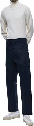 Fursac Tapered Crisp Cotton Trousers In Navy