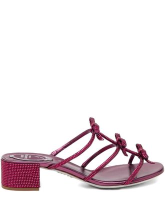 Rene Caovilla 40mm crystal-embellished ribbon heeled sandals - Purple