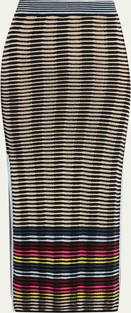 Christopher John Rogers Wave Knit Midi Pencil Skirt