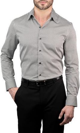 Karl Lagerfeld Trim Fit Kameo Print Cotton Dress Shirt in Black at Nordstrom Rack, Size 15.5