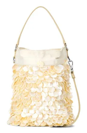 Staud Mini Lila Pearl Paillette Bucket Bag in Cream at Nordstrom
