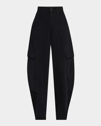 Purple Barrel-Leg Mesh Carpenter Jeans