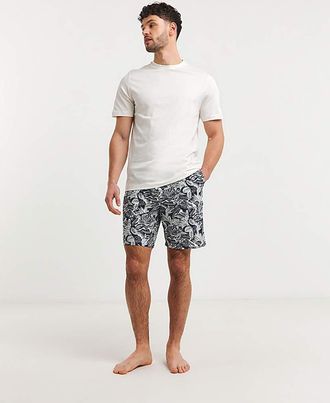 Jacamo Jersey Tee And Woven Shorts Leaf PJ Set
