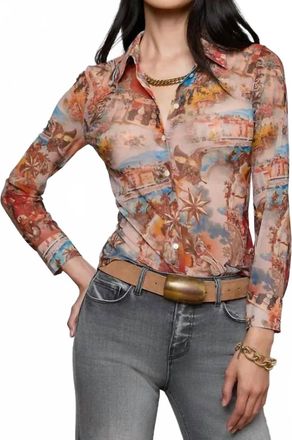 L'agence Indiana Fitted 3/4 Sleeve Blouse In Multi Collage