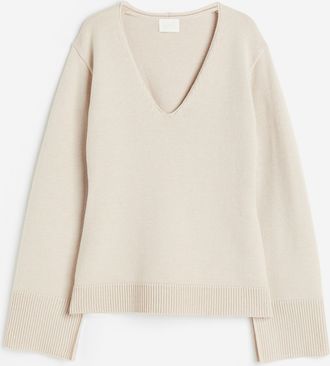 H&M Pullover mit V-Ausschnitt - Beige