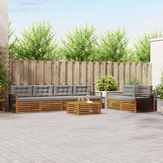 vidaXL Vidaxl Set Di Divani Da Esterno 7 Pz Grigio Naturale E Chiaro