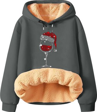 Generic Your Orders Deal of The Day Buy Again Winter Essentials for Women Womens Winter Spring Warm Fleece Hoodie Pullover Long Sleeve Solid Printed Hooded Wa