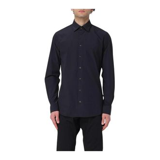 Michael Kors Casual Shirts, male, Black, 5XL, Blue Casual Button-Up Shirt