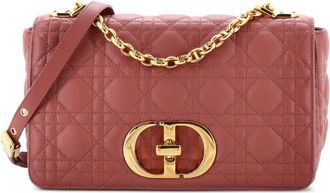 Dior Borsa a spalla Caro media in pelle di vitello trapuntata con motivo Cannage - Rosa