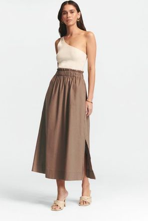 ST MRLO Meli Linen Skirt in Cacao at Nordstrom, Size 2