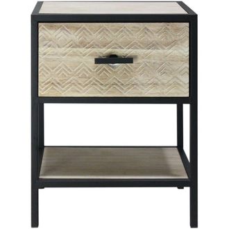 Mobili Rebecca Mobili Rebecca - Rebecca Mobili Mesilla De Noche Con Caj&oacute;n De Madera Y Metal Para Dormitorio 47,5x35x25 Cm