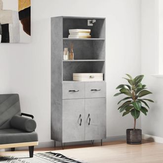 vidaXL Vidaxl - Aparador Alto Madera Contrachapada Gris Hormig&oacute;n 69,5x34x180 Cm