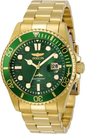 Invicta Pro Diver Quartz Green Dial Yellow Gold-tone Mens Watch 30027