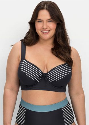 Sheego Bustier-Bikini-Top SHEEGO, Damen, Gr. 40, Cup C, blau (marine, gestreift), Elasthan, Polyamid, Bikini-Oberteile Bustier-Bikini-Top