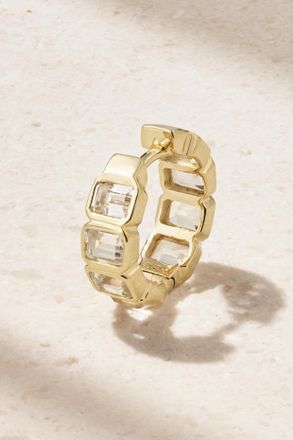 42 Suns Orecchino Singolo A Cerchio In Oro 14 Carati E Topazio - Bianco