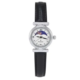Peugeot Petite Sun Moon Glossy Leather Watch- 25MM in Silver at Nordstrom