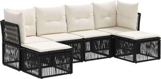 vidaXL Conjunto De Sof&aacute;s De Jard&iacute;n 6 Uds. Negro Rat&aacute;n Sint&eacute;tico Vidaxl
