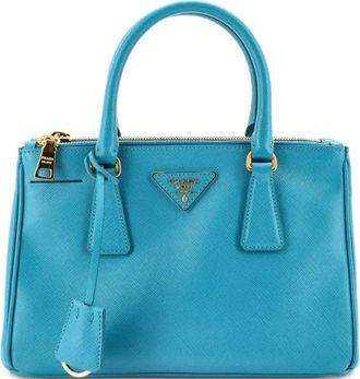 Prada Galleria Double Zip Saffiano Leather Small tote bag - Blauw