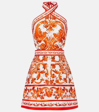 Dolce & Gabbana Majolica cotton poplin minidress