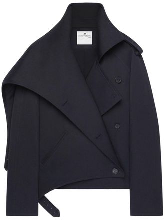 Courr&egrave;ges short oblique trench coat - Black