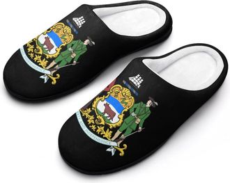 Generic Delaware Coat of Arms Mens House Slippers Memory Foam Washable Cotton Slip on Home Shoes