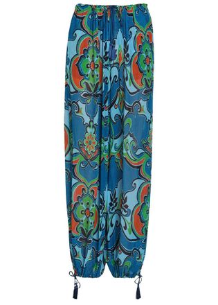 Etro Patterned Balloon-leg Georgette Trousers - Blue - 44 (UK12 / M)