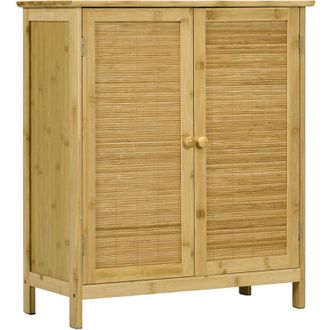 HOMCOM Credenza a 2 Ante Stile Boho in Rattan e Bamb&ugrave; con Mensola Interna - Homcom