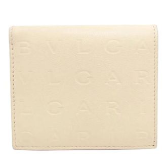 Bulgari Pre-owned Logomania Portemonnee (bi-fold) - Dames - Vintage Accessoires - Beige - ONE Size - Leer - Vintage