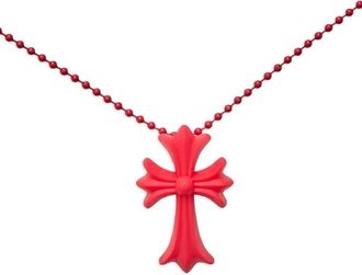Chrome Hearts Collana con pendente a croce - Rosso