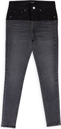 Amiri CONTRAST FABRIC WITH LEATHER AGED BLACK SKINNY JEANS