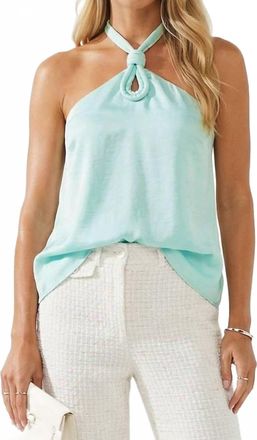 Naked Zebra Cord Keyhole Sleeveless Top In Fair Aqua