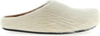 Marni Long-Haired Fussbett Sabot - Heren - Pantoffels - Wit - 40 EU - Leer - Schoenen