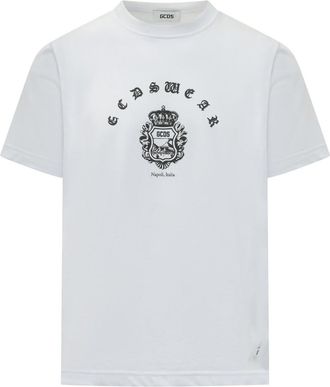 GCDS White Graphic Crew Neck T-Shirt