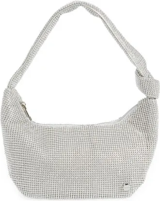 Olga Berg Jessica Crystal Croissant Bag in Silver at Nordstrom