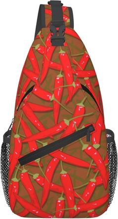 Generic Bright Red Chili Pepper Crossbody Bag Trendy Chest Bag Anti Theft Daypack For Runner Traveling Workout