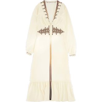 Fortela Ada Embroidered Silk Creponne Dress in Milk at Nordstrom, Size 42 Eu
