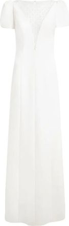 Jenny Packham Empress Puff-Sleeve Crystal-Embellished Maxi Dress in Ivory at Nordstrom, Size 10 Uk