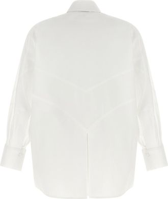 The Attico Geometric-Stitched Cotton Shirt - White