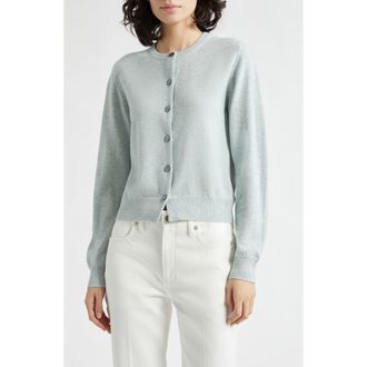 Johnstons of Elgin Iris Cashmere Crewneck Cardigan in Lunan Mint at Nordstrom, Size X-Small