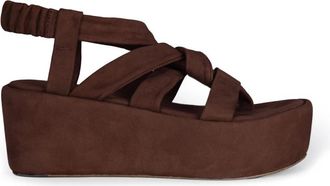 Cortana donker granaat platform sandaal - Dames - Sleehakken - Rood - 41 EU - Leer - Schoenen