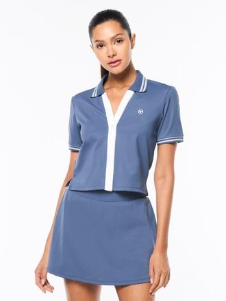 Sergio Tacchini Idalia Cropped Polo in Blue Indigo at Nordstrom, Size X-Small