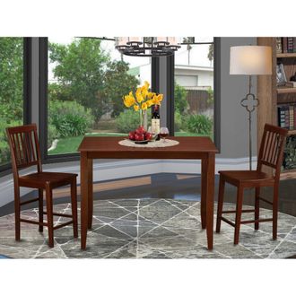 East West Furniture 3 Pc pub Table set-Table and 2 Wood counter Chairs