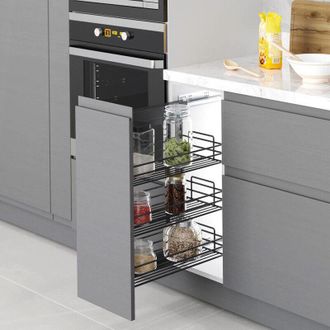 Emuca TitaneStar Carrello estraibile con chiusura soft, modulo 400 mm, Acciaio, Grigio antracite - Emuca