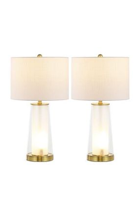 Jonathan Y Designs Tryon 26 Modern Minimalist Glass/Iron Nightlight LED Table Lamp in Clear/brass Gold at Nordstrom